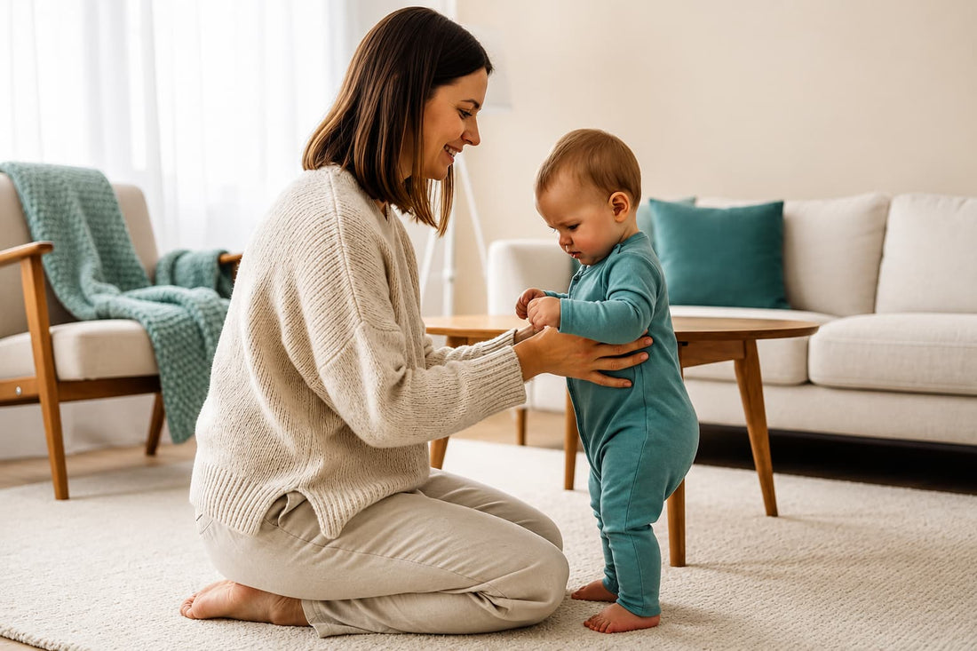 Toddler having a tantrum on the floor while a calm parent kneels nearby offering support