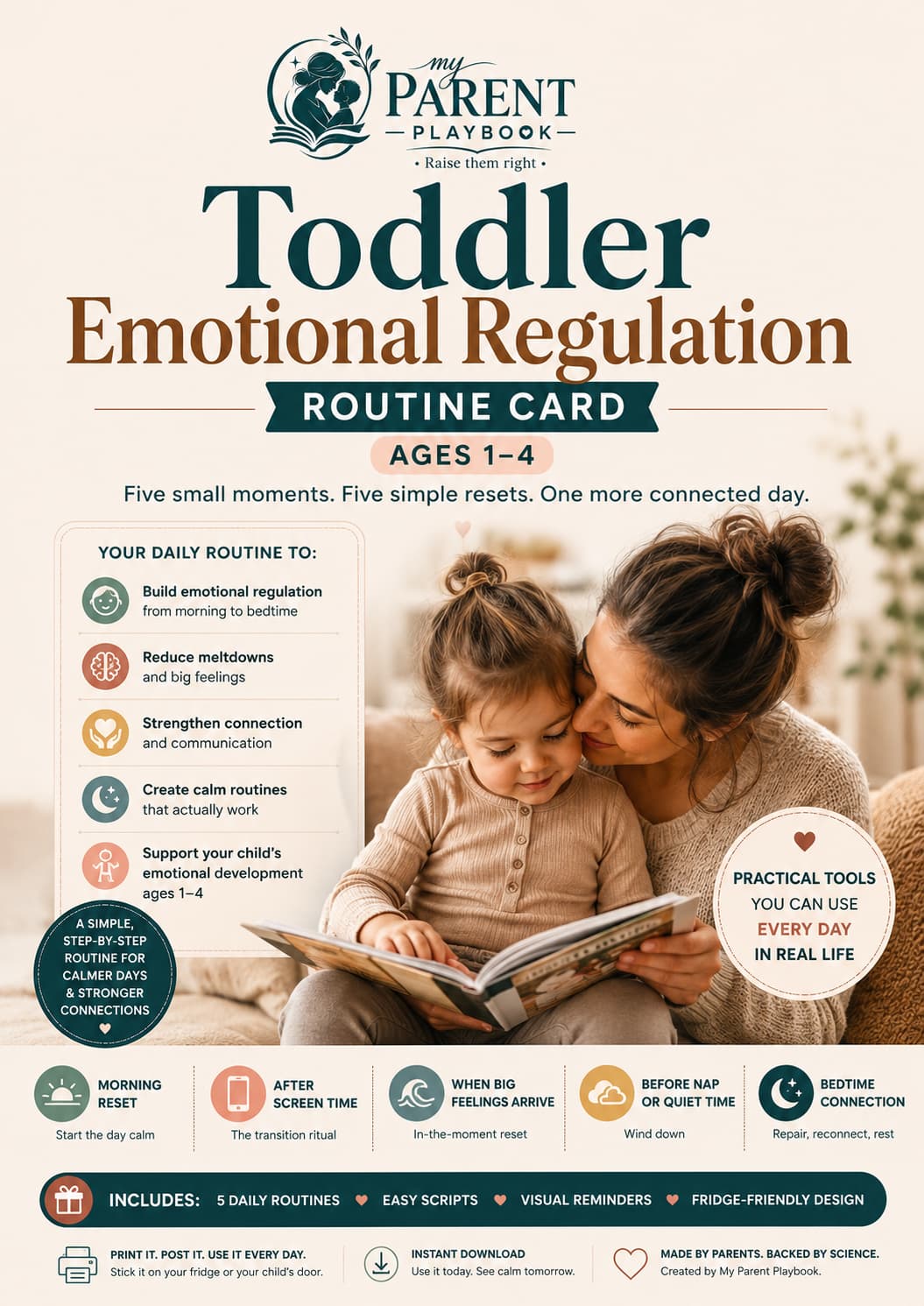 Toddler Emotional Regulation Routine Card: Ages 1 - 4